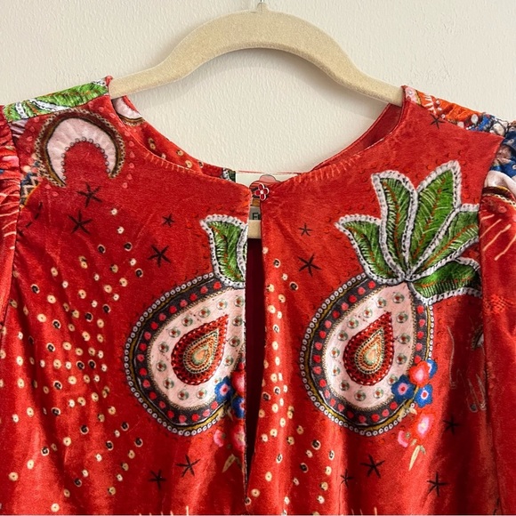 FARM Rio Mystic Red Velvet Midi Dress Size XS - Picture 7 of 14